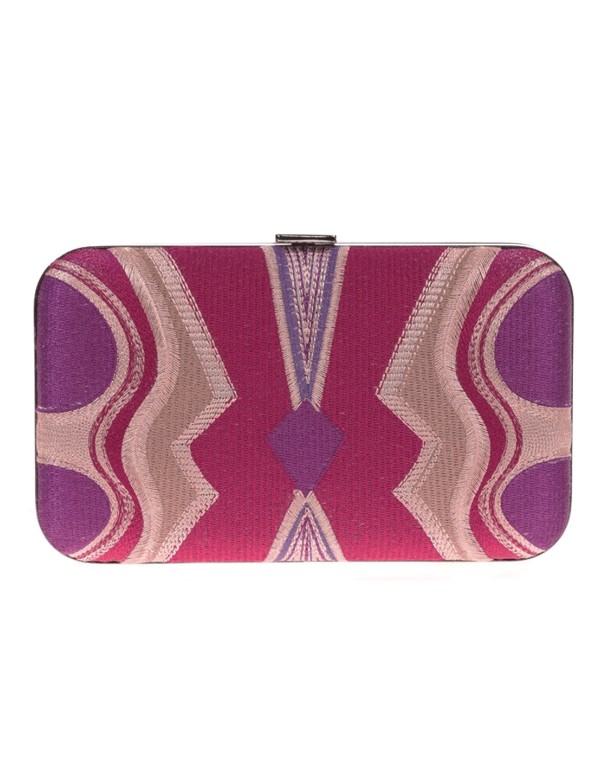 Bolso de mano en tejido bordado tricolor para invitada 2