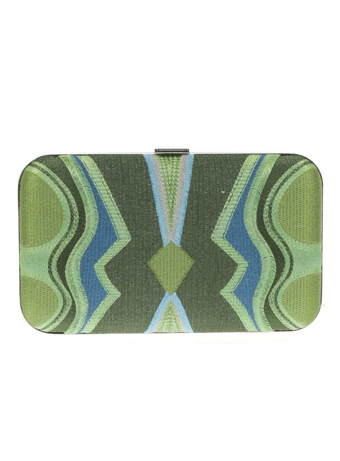 Bolso de mano bordado tricolor para invitada