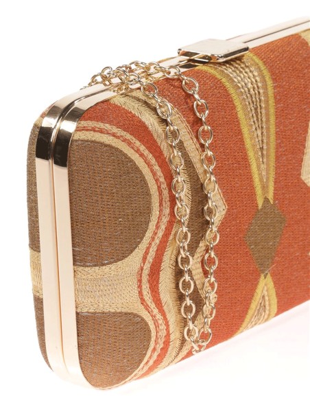 Bolso de mano bordado tricolor para invitada