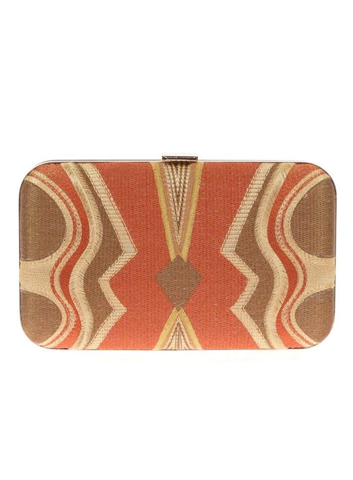 Bolso de mano bordado tricolor para invitada