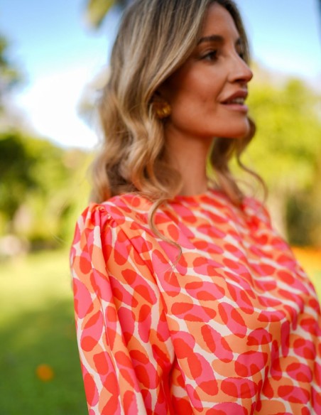 Chemisier de fête avec tissu imprimé et manches françaises