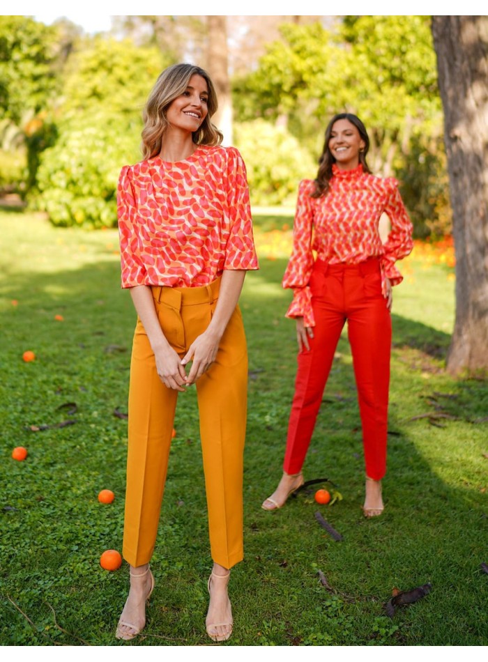 Party blouse with printed fabric and french...