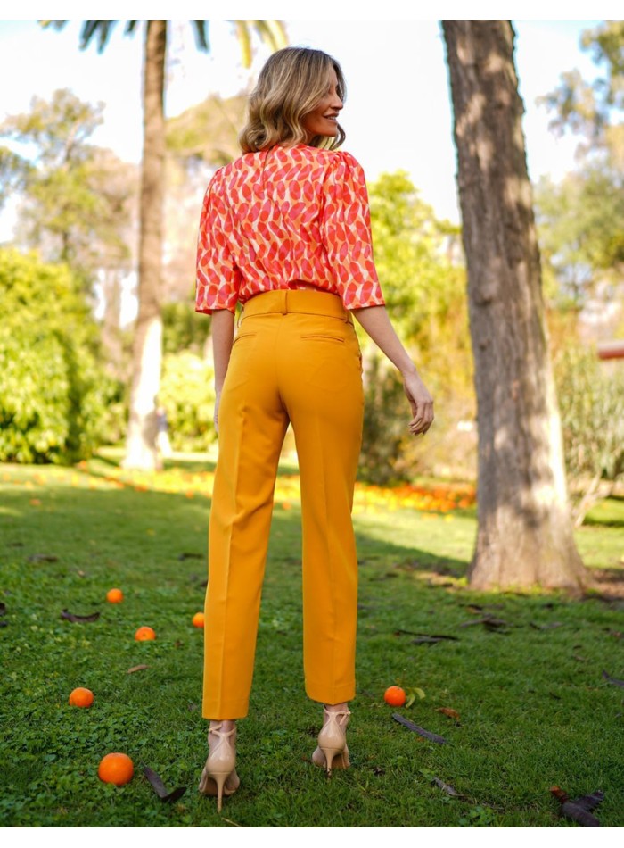 Blusa de fiesta con tejido estampado y manga...