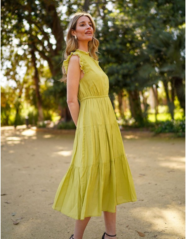Robe de soirée midi sans manches à encolure fermée 2