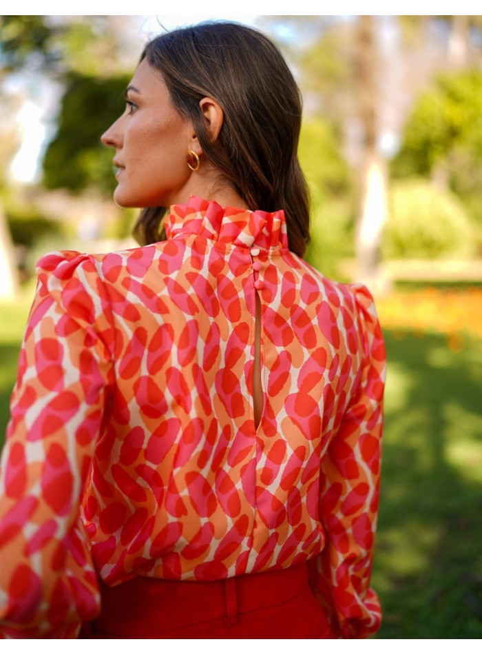 Blouse de fête imprimée à manches longues avec...