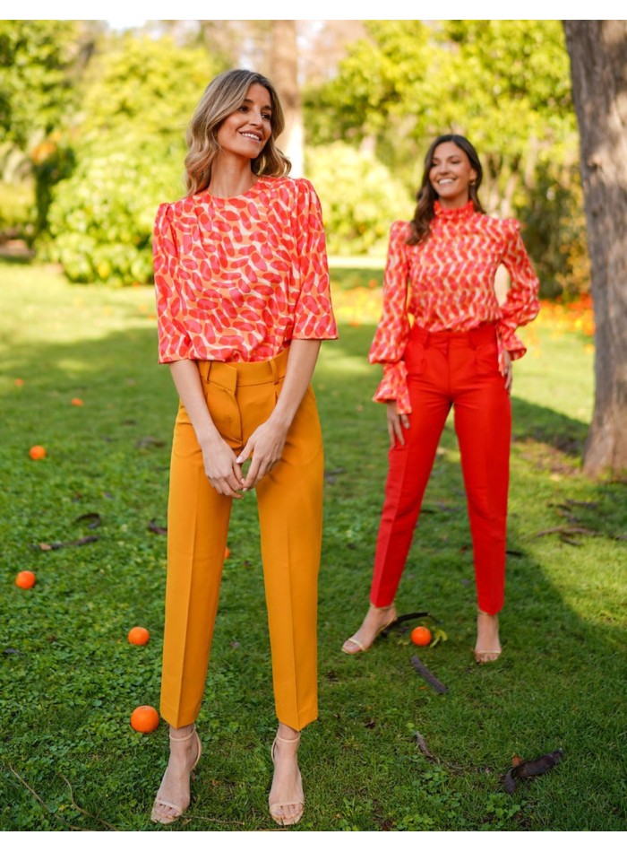 Blusa de fiesta estampada de manga larga con...