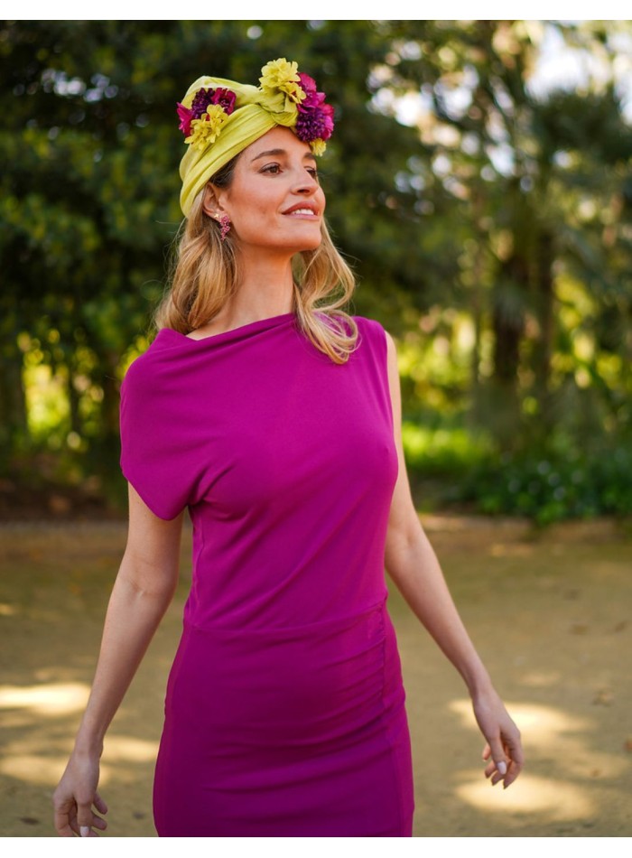 Aubergine midi party dress with side slit