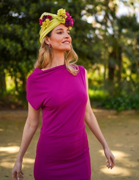 Aubergine midi party dress with side slit