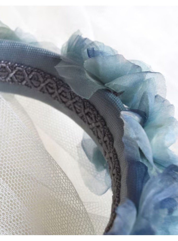 Blue and turquoise organza flower headband