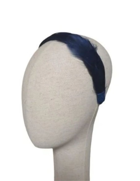 Diadema de terciopelo con plumas naturales
