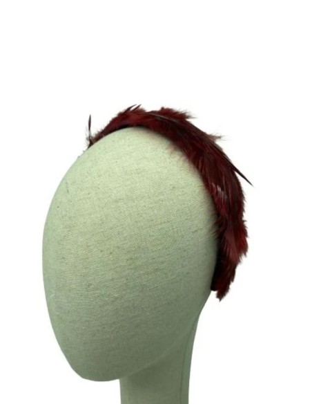Velvet headband with natural feathers