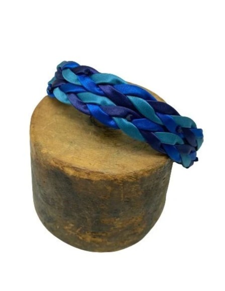 Diadema trenzada doble con apliques joya a color