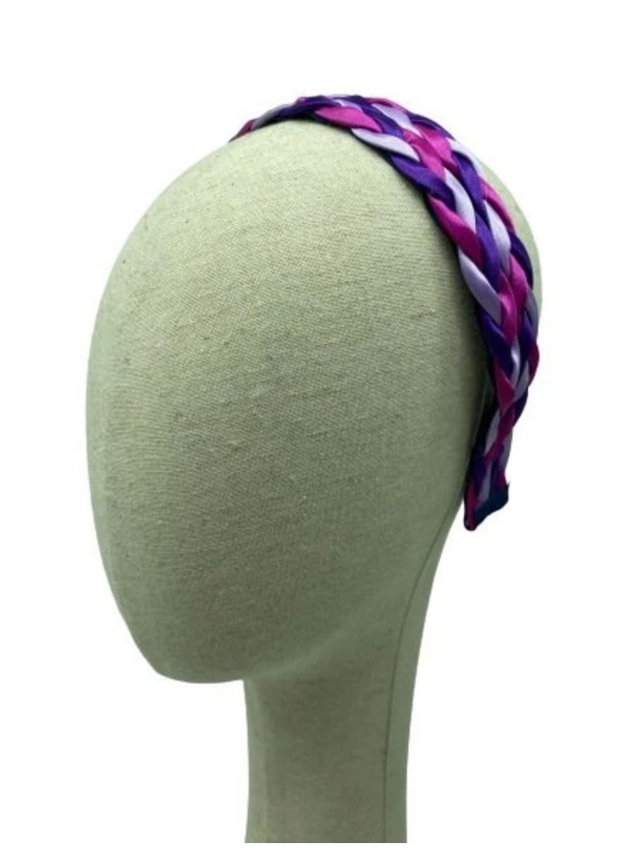 Double braided headband with coloured jewelled appliqués