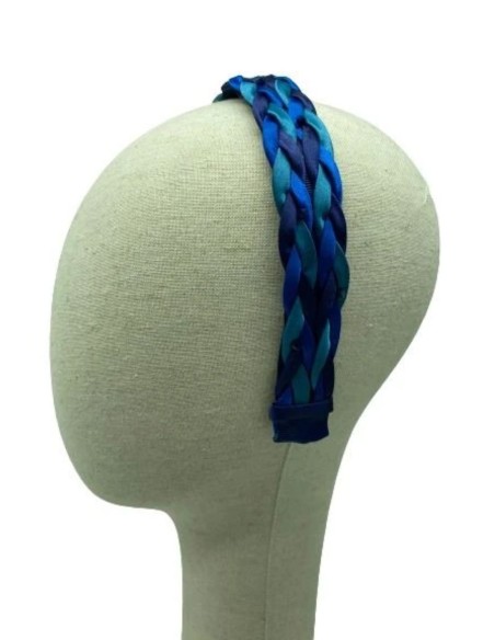 Diadema trenzada doble con apliques joya a color