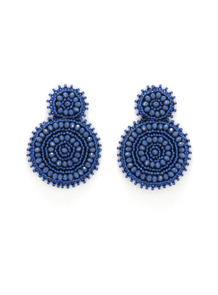 Pendientes de fiesta con forma circular de pedrería azul