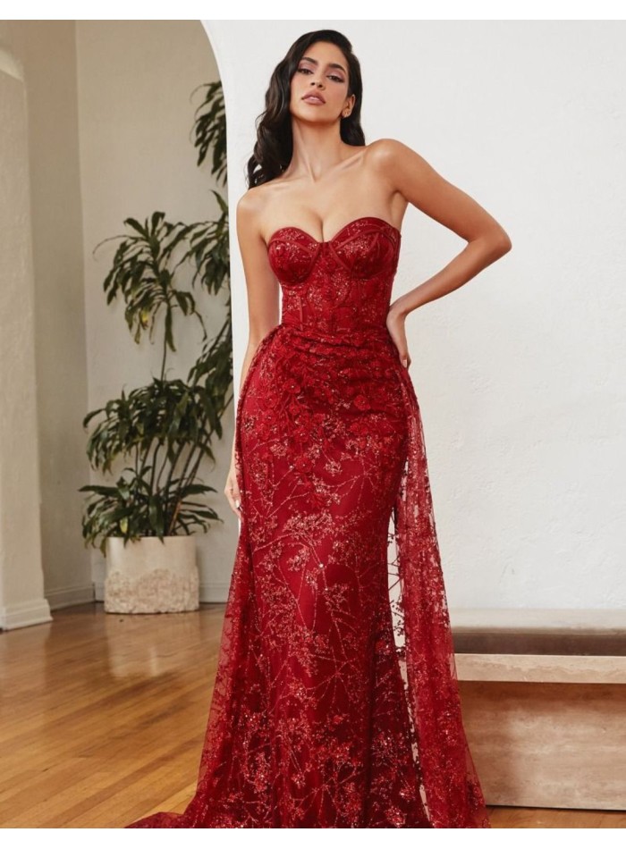 Robe longue de fête avec encolure corsetée sans...