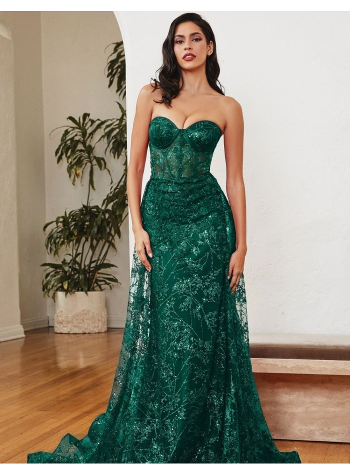 Long gown with strapless corset neckline and mermaid cut