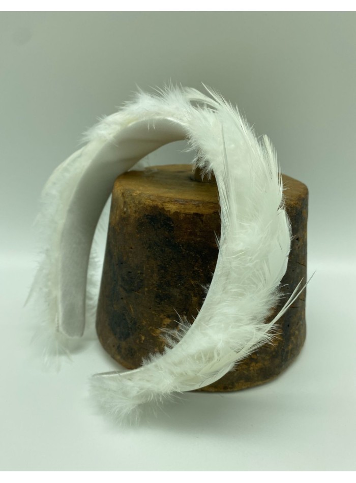Bridal headband with white feathers