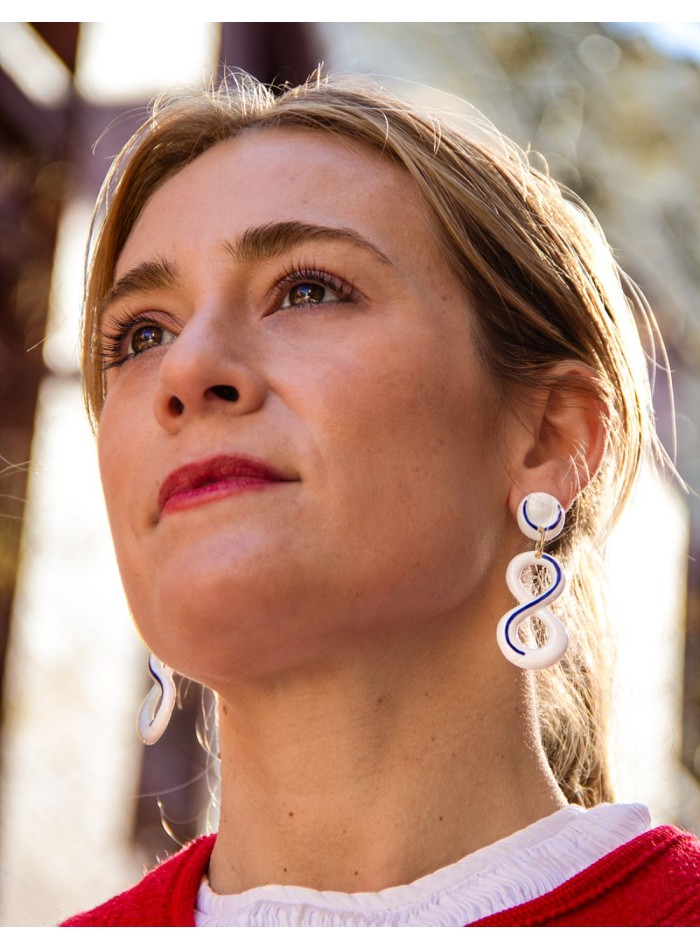 Boucle d'oreilles infini en céramique émaillée...