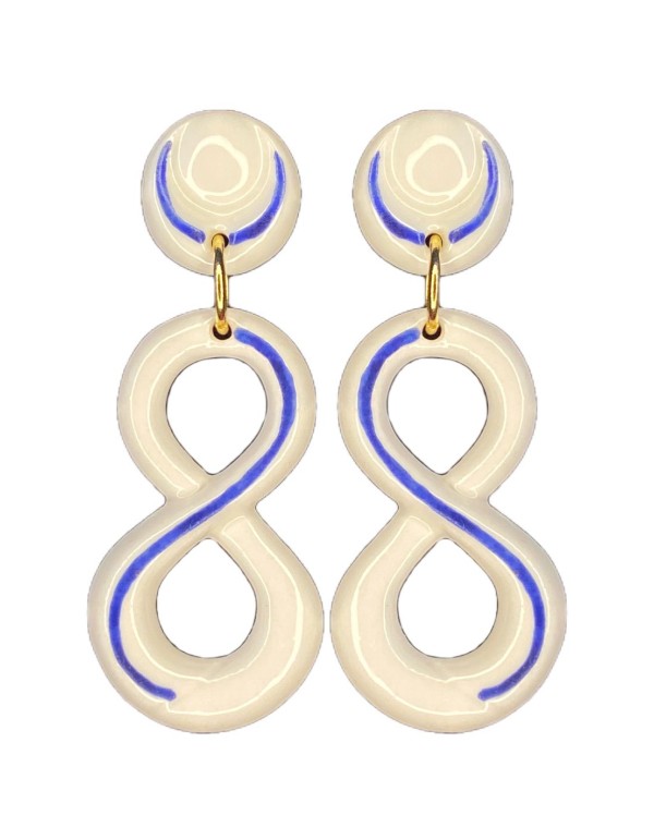 Boucle d'oreilles infini en céramique émaillée bleue