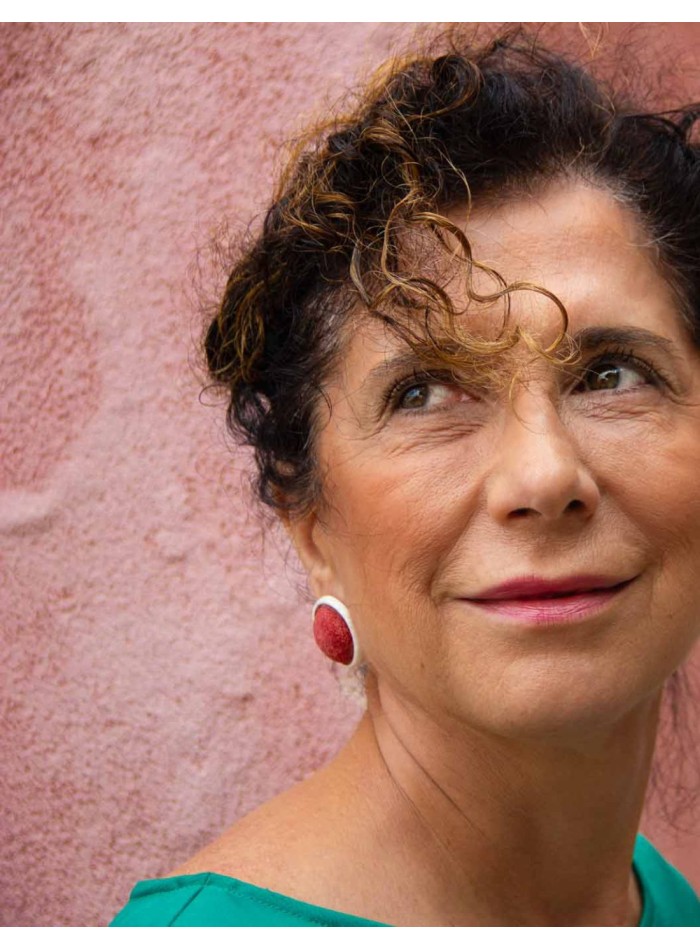 Boucle d'oreilles Boutonnières en céramique rouge