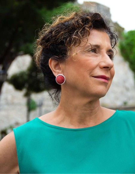 Boucle d'oreilles Boutonnières en céramique rouge