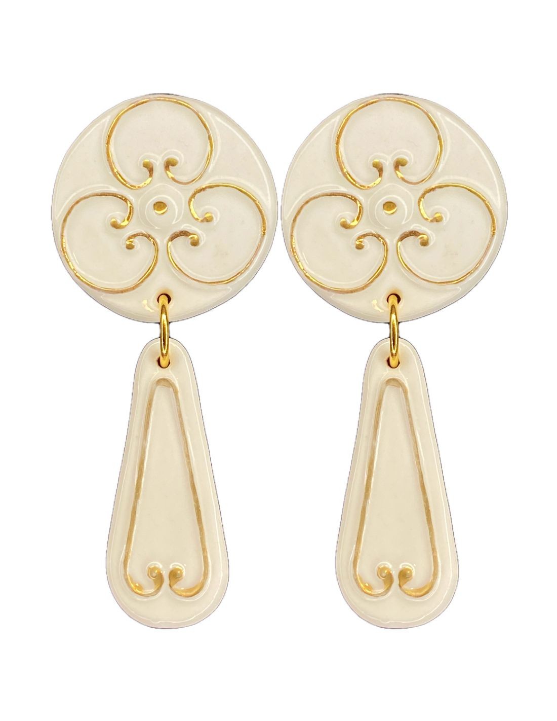 Long porcelain earrings for events | INVITADISIMA