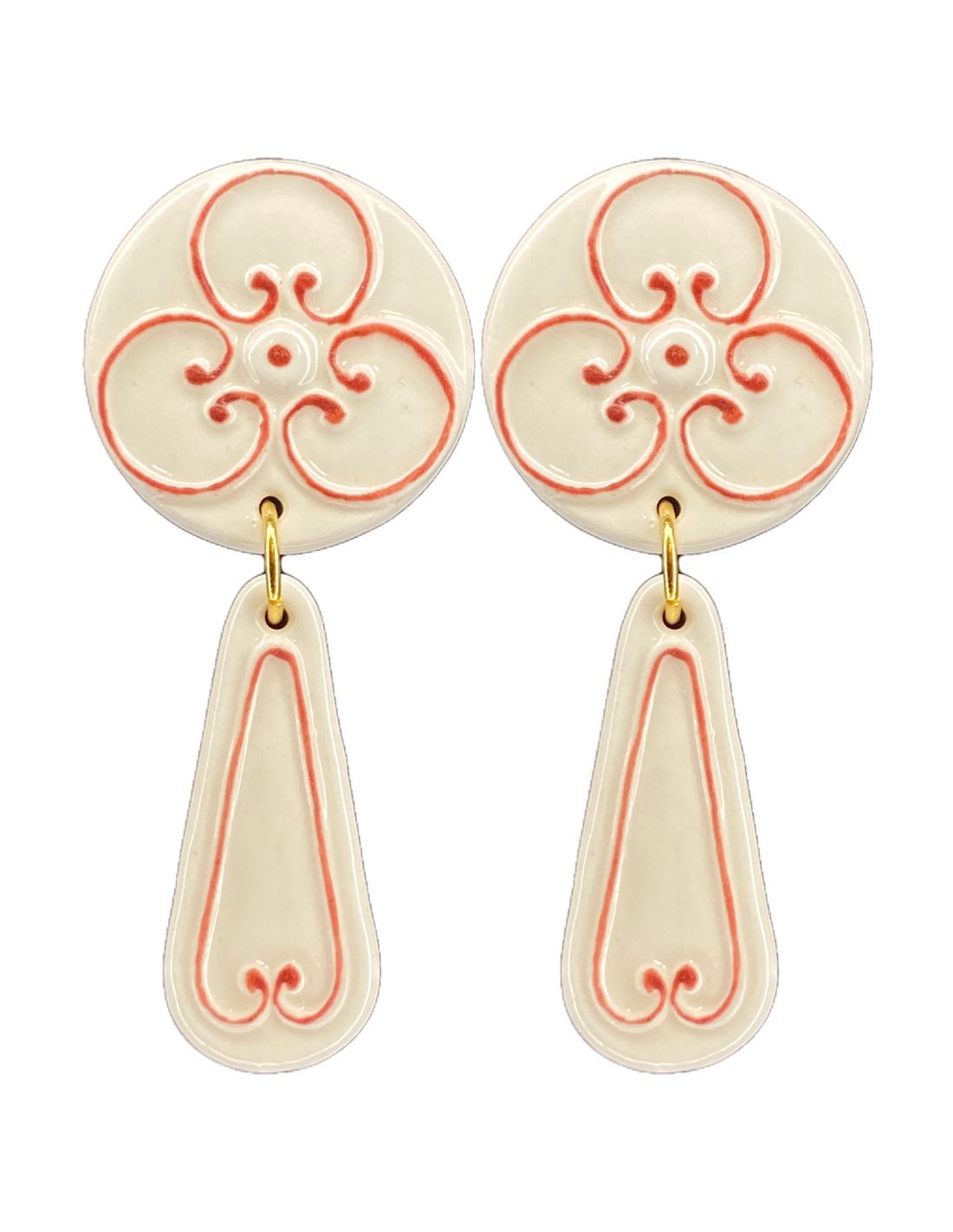 Hand-painted porcelain long earrings | INVITADISIMA