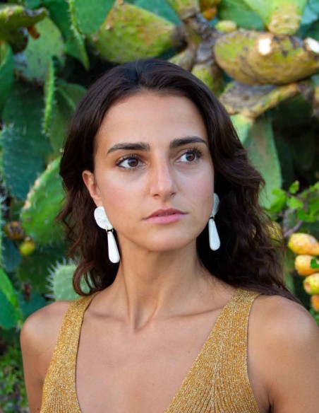 Pendientes de fiesta porcelana cerámica blanca