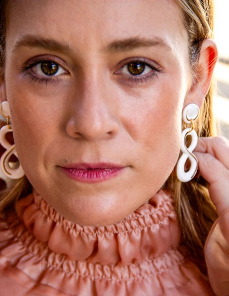 Porcelain ceramic with gold plated long party earrings