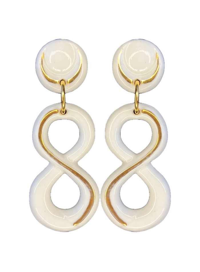 Porcelain ceramic with gold plated long party earrings