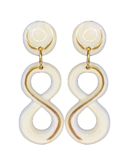 Porcelain ceramic with gold plated long party earrings