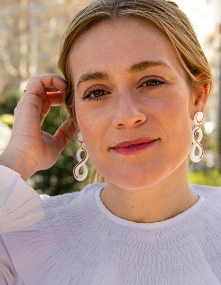 Red ceramic porcelain infinity long earrings