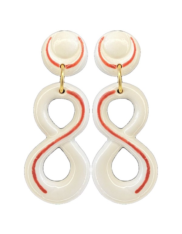 Boucle d'oreilles infini en porcelaine céramique rouge