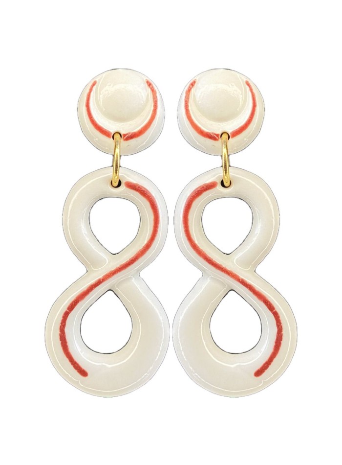 Boucle d'oreilles infini en porcelaine céramique rouge