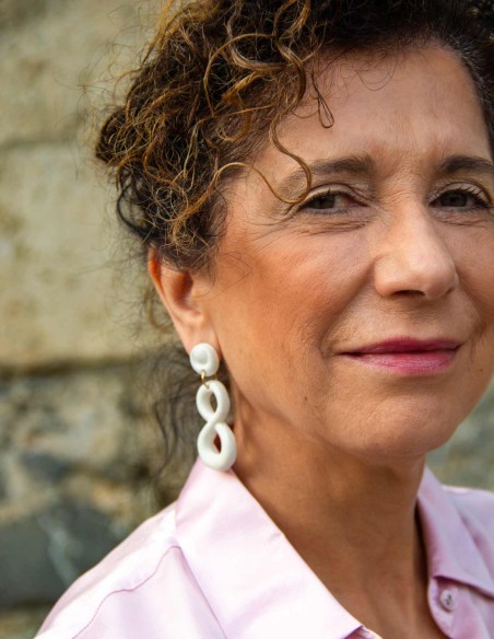 Boucle d'oreilles infinity party en porcelaine blanche et céramique émaillée