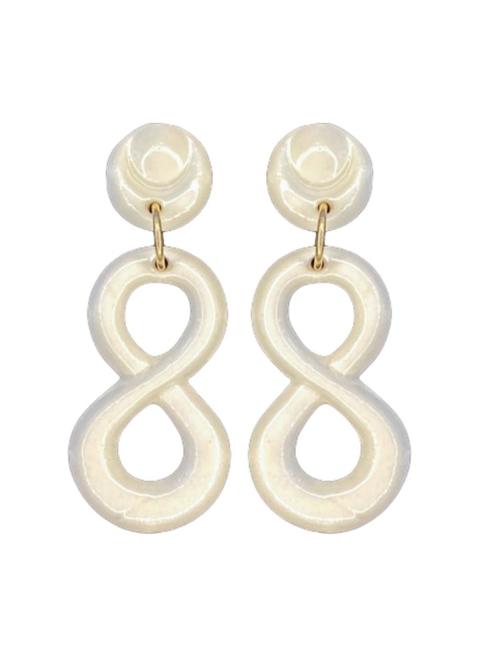 Boucle d'oreilles infinity party en porcelaine blanche et céramique émaillée