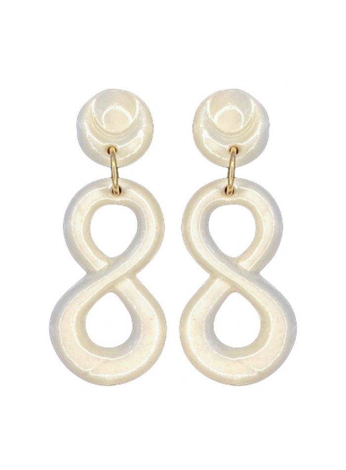 Porcelain white ceramic glazed ceramic infinity party earrings