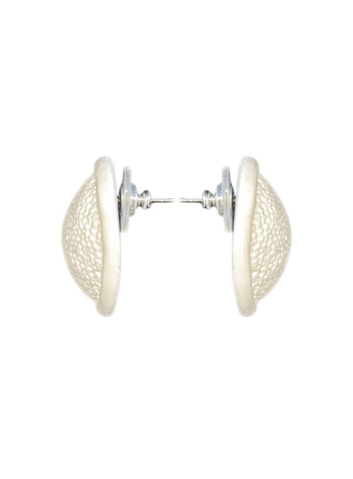 Boucle d'oreilles Boutonnières en céramique blanche texturée