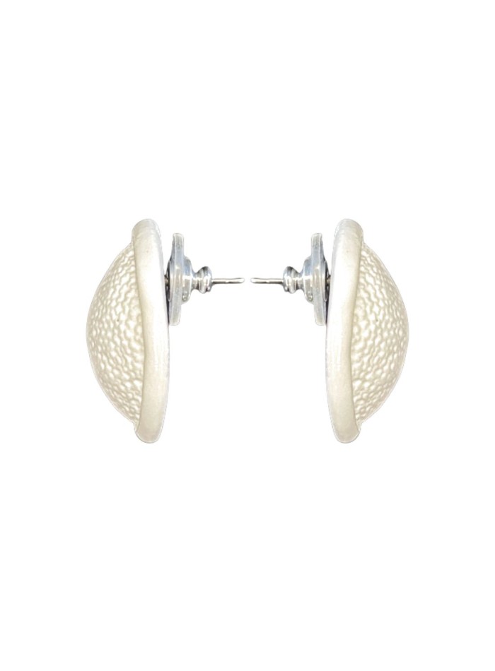 White ceramic textured button party earrings