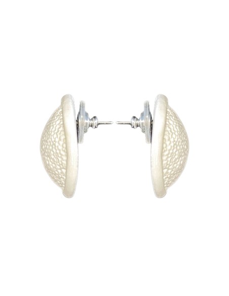 Boucle d'oreilles Boutonnières en céramique blanche texturée