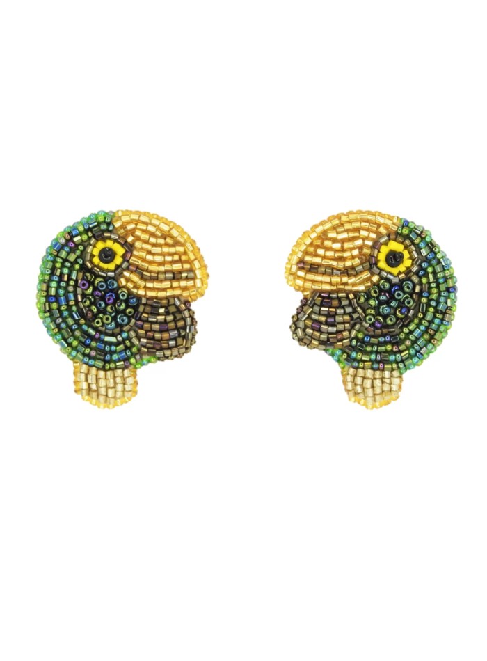 Party earrings with multicoloured crystals in the shape of a toucan