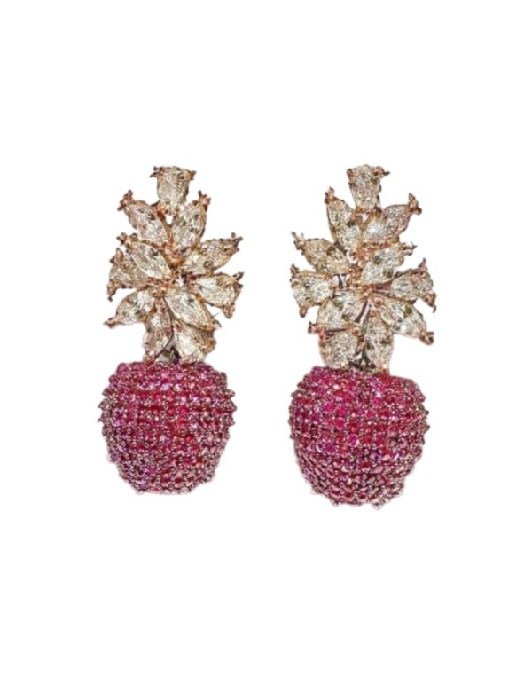 Pendientes de fiesta de manzanas y hojas con circonitas 2