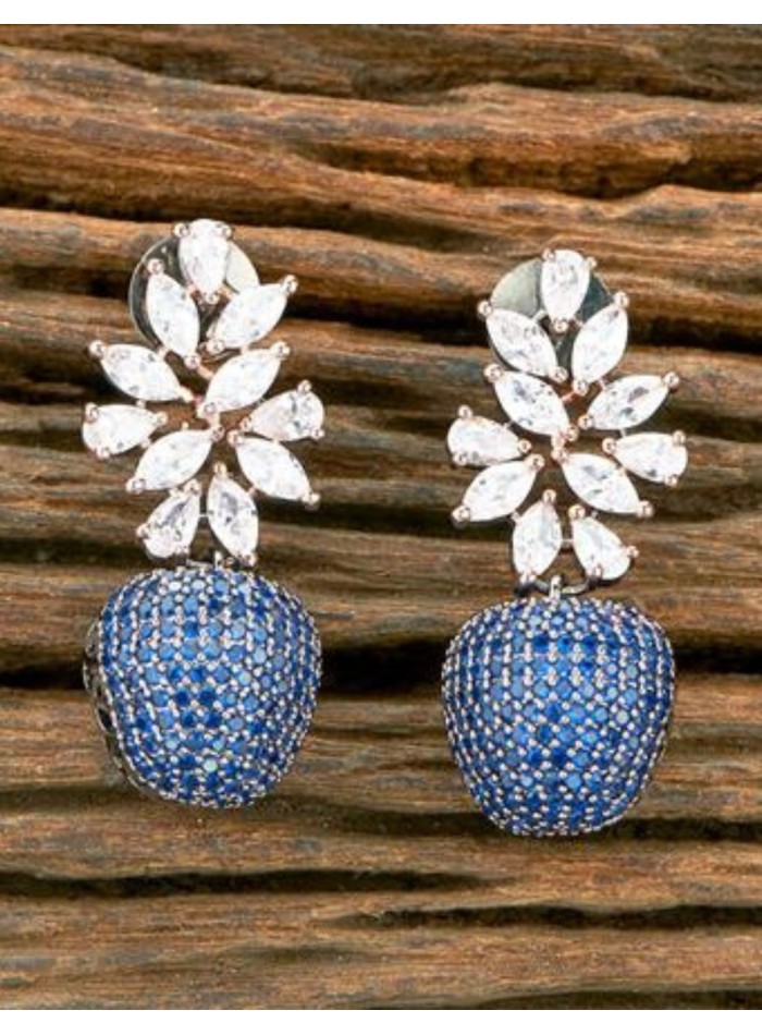 Apple and leaf party earrings with zircons