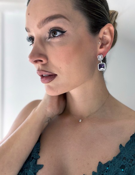 Pendientes de fiesta con circonitas y piedra semipreciosa Pendientes de fiesta con circonitas y piedra semipreciosa