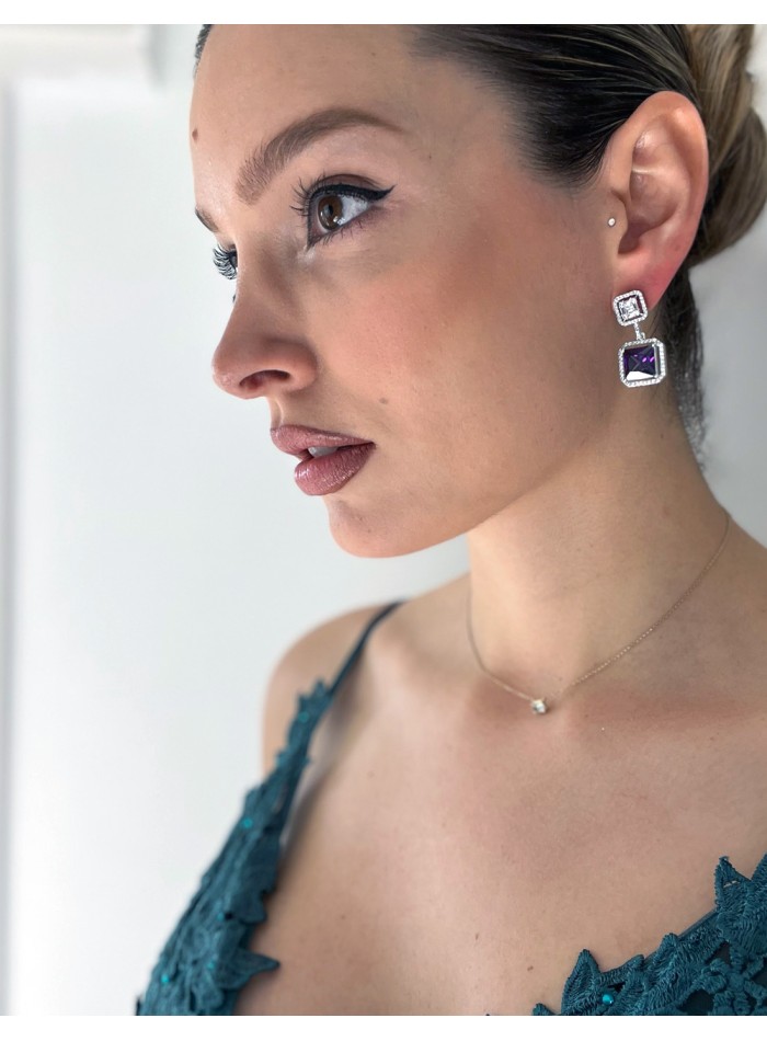 Pendientes de fiesta con circonitas y piedra...