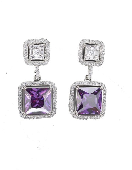 Boucle d'oreilles avec zircon et pierre semi-précieuse