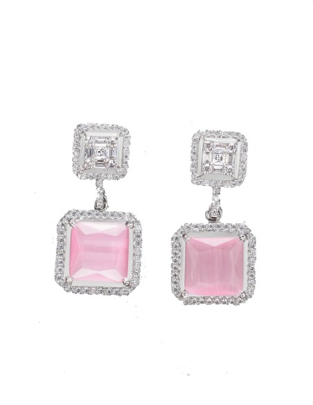 Pendientes de fiesta con circonitas y piedra semipreciosa