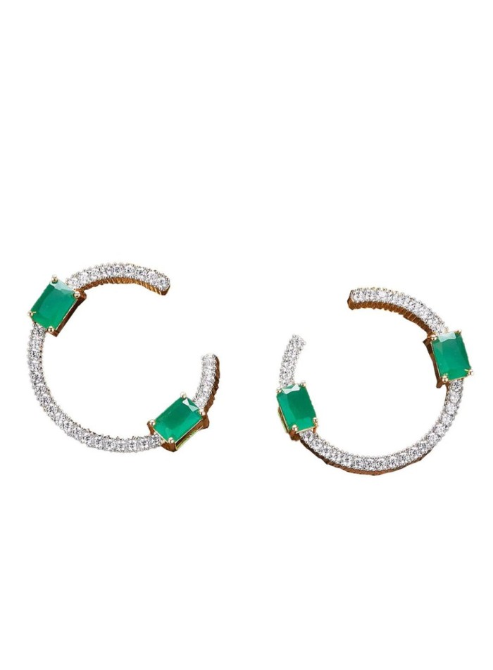 Circular party earrings with zirconia and stone