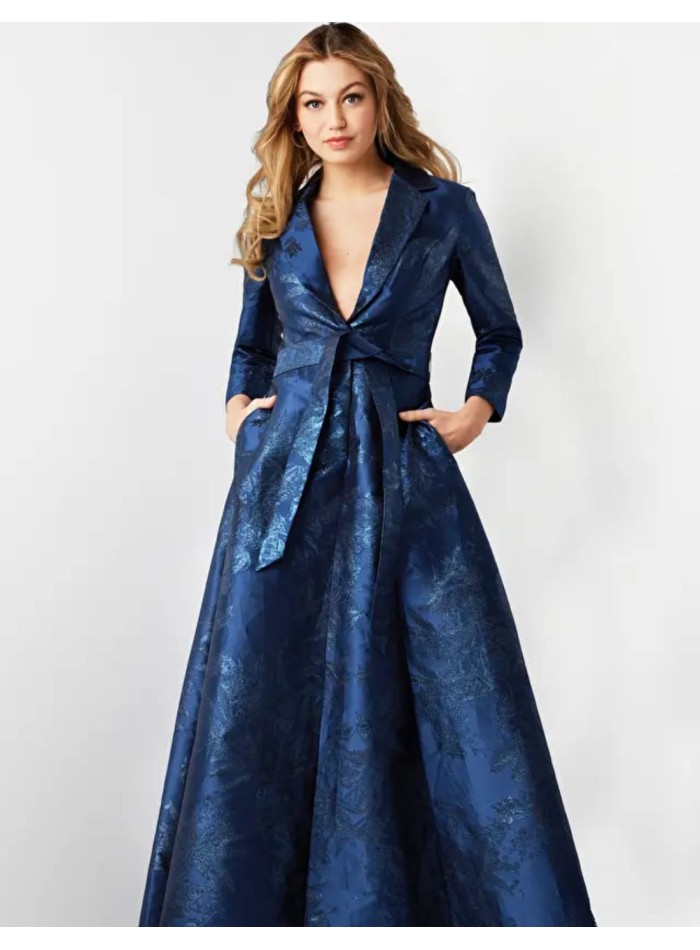 Vestido largo de fiesta brocado con cuerpo...